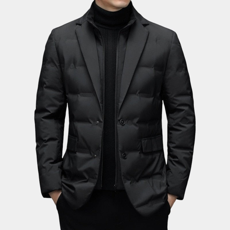Elvean | Men’s Padded Jacket With Blazer Style and Quilted Panels