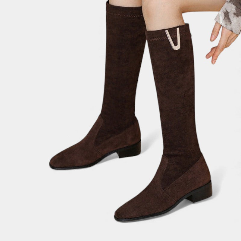 Elvean | Women’s Knee High Boots With Soft Fit and Low Heel