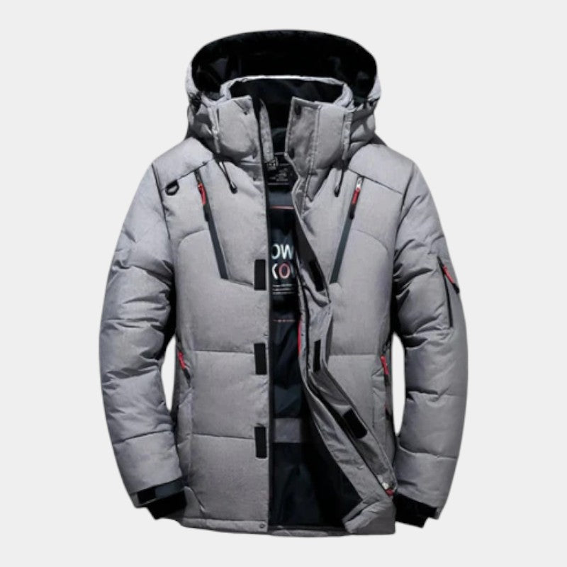 Men’s Down Jacket With Hood and Zip Front