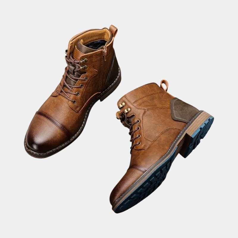 Men’s Lace Up Boots With Side Zip and Ankle Height