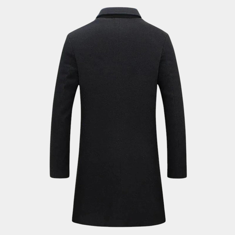 Men’s Long Coat with Button Fastening