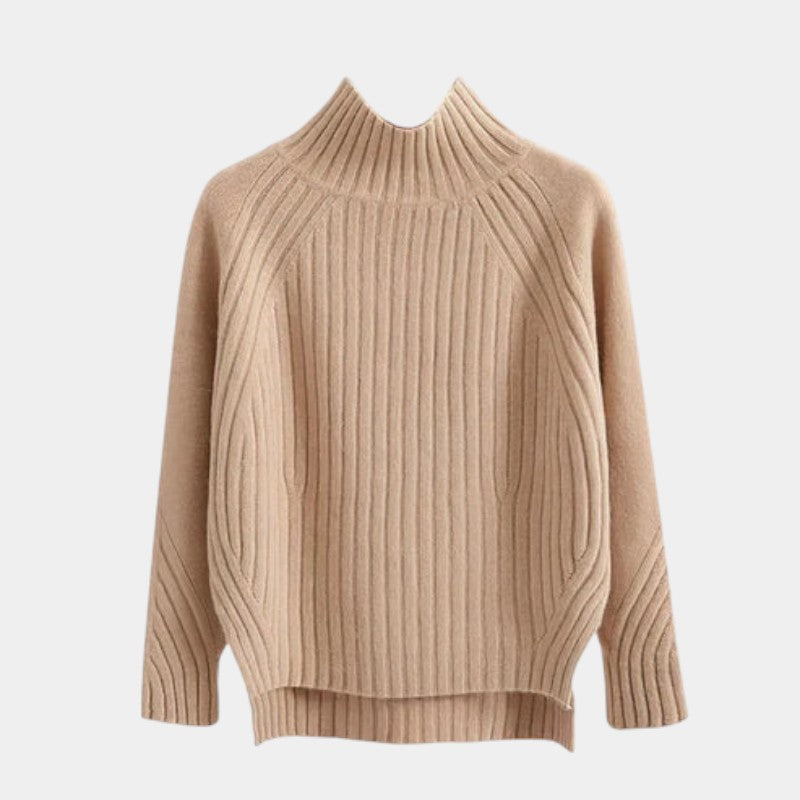 Men’s Merino Wool Roll Neck Sweater With Ribbed Design