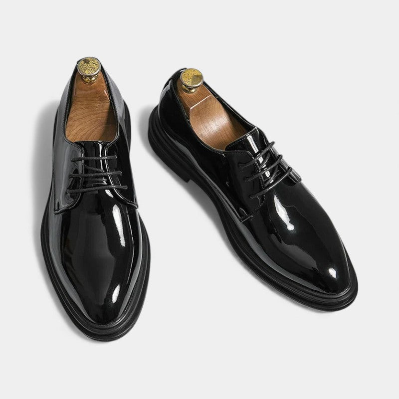Men’s Patent Derby Shoes With Laces