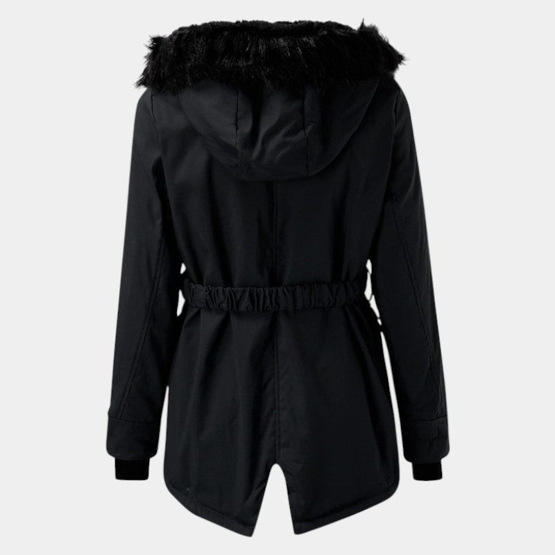 Women’s Coat With Drawstring Waist and Hood