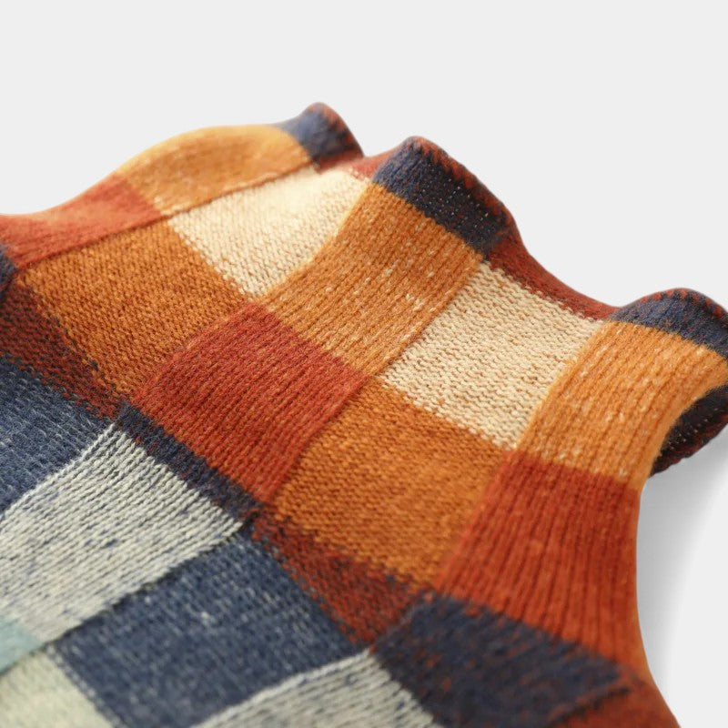 Women’s Knit Sweater With Checked Pattern