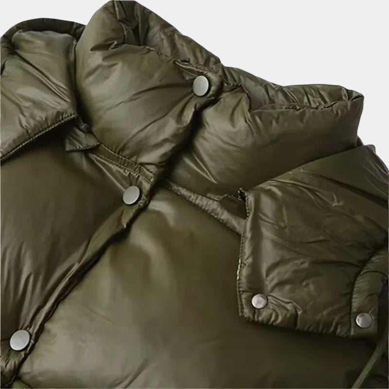 Women’s Puffer Jacket With Hood and Drawcord Hem