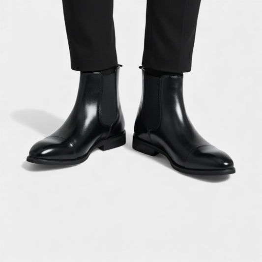 Elvean | Men’s Faux Leather Chelsea Boots With Elastic Side Panels