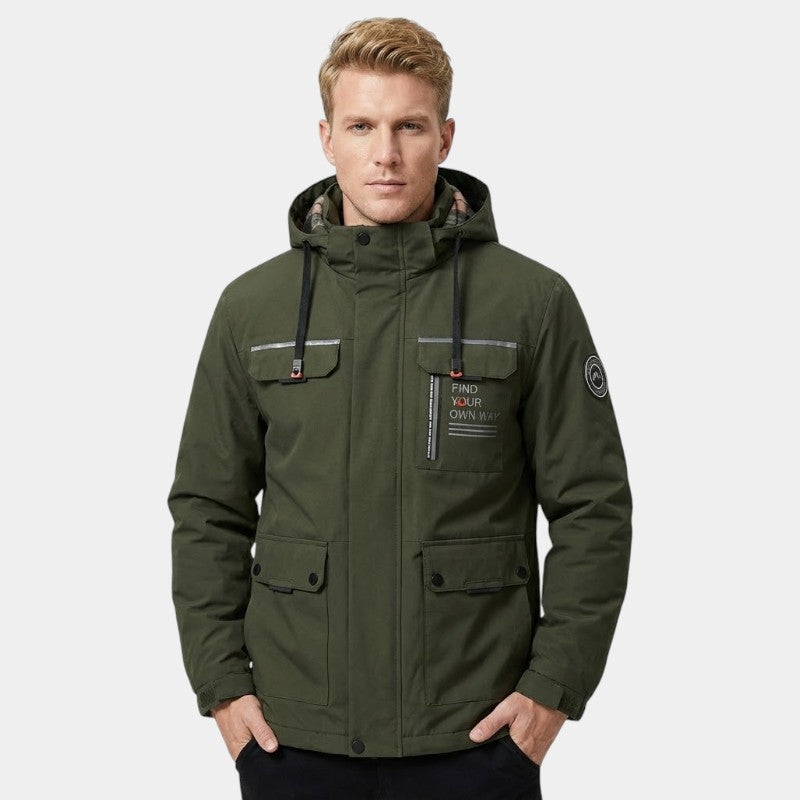 Elvean | Men’s Jacket With Removable Hood and Zip Front