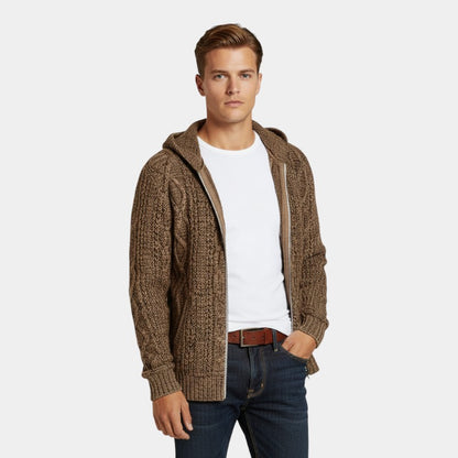 Elvean | Men’s Knit Cardigan With Stand Collar and Zip Front