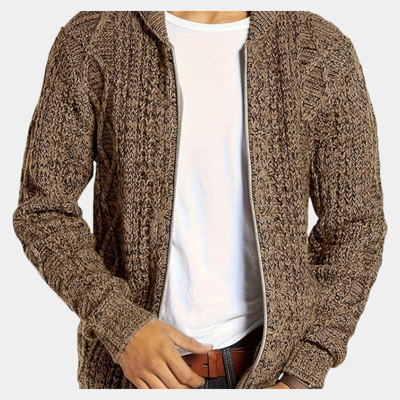 Elvean | Men’s Knit Cardigan With Stand Collar and Zip Front