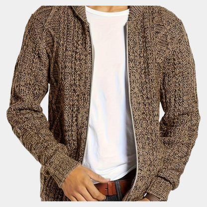 Elvean | Men’s Knit Cardigan With Stand Collar and Zip Front