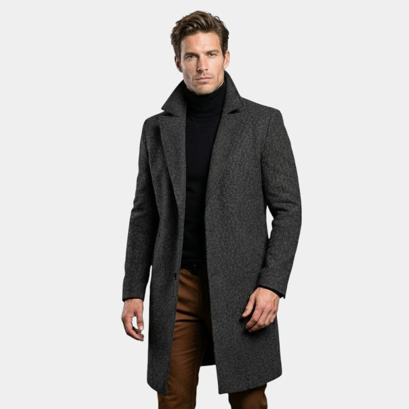Elvean | Men’s Long Coat with Button Fastening