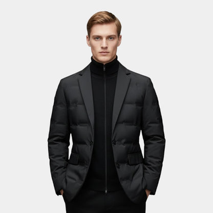 Elvean | Men’s Padded Jacket With Blazer Style and Quilted Panels