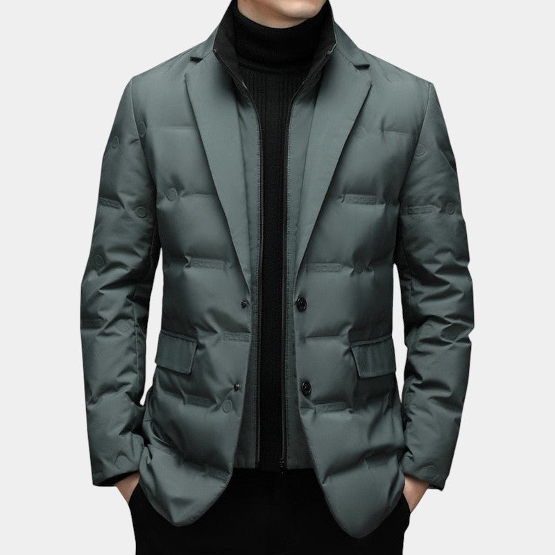 Elvean | Men’s Padded Jacket With Blazer Style and Quilted Panels