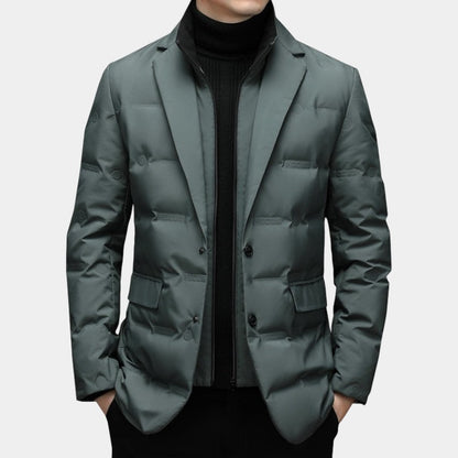 Elvean | Men’s Padded Jacket With Blazer Style and Quilted Panels