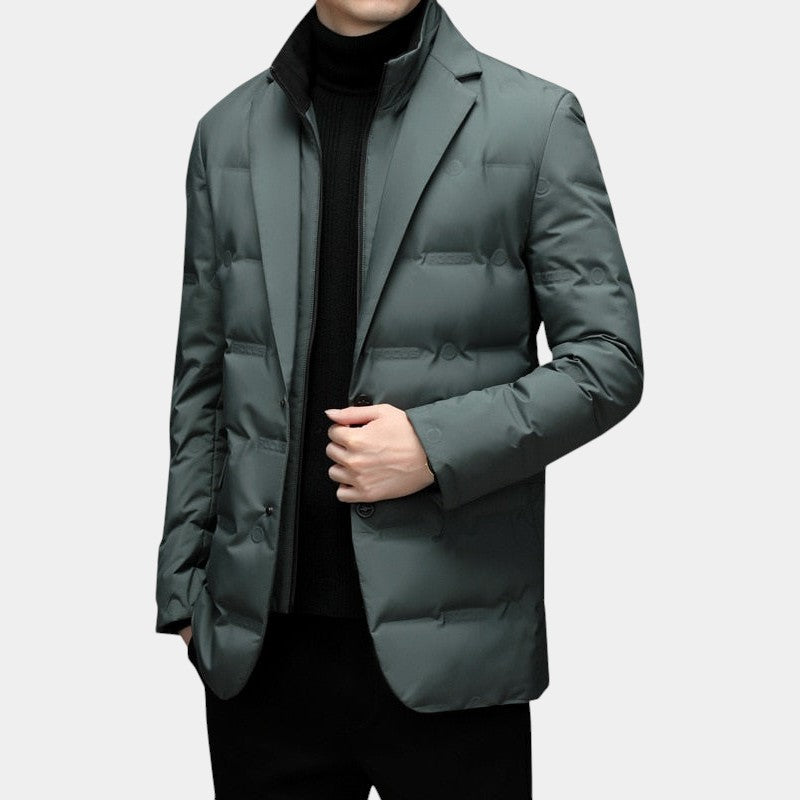 Elvean | Men’s Padded Jacket With Blazer Style and Quilted Panels