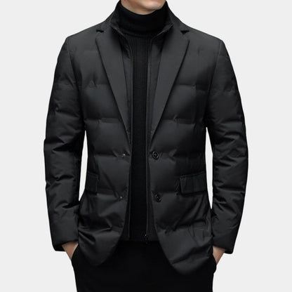 Elvean | Men’s Padded Jacket With Blazer Style and Quilted Panels