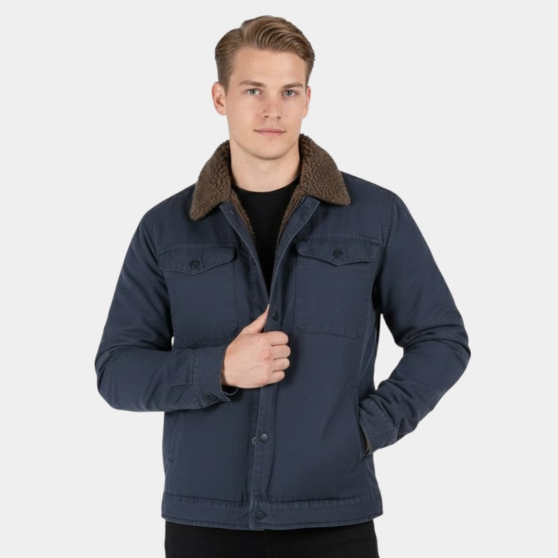 Elvean | Men’s Sherpa-Lined Utility Jacket With Button Fastening