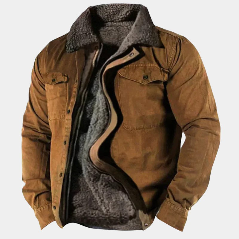 Elvean | Men’s Sherpa-Lined Utility Jacket With Button Fastening