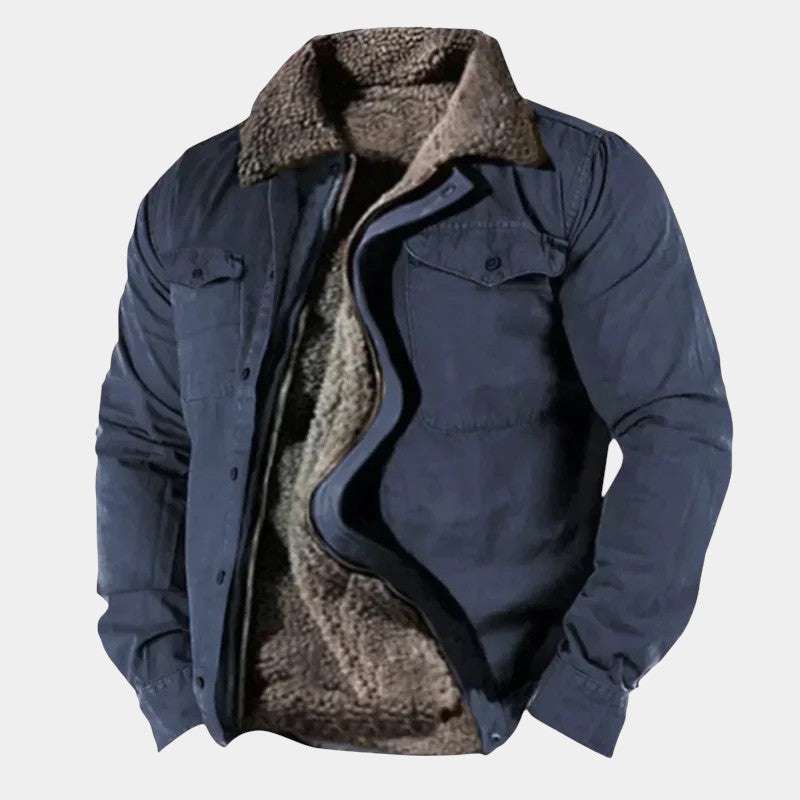 Elvean | Men’s Sherpa-Lined Utility Jacket With Button Fastening
