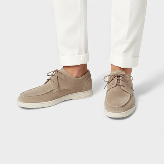Elvean | Men’s Suede Lace Up Loafers With Rounded Toe