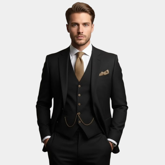 Elvean | Men’s Three Piece Suit With Waistcoat Detail