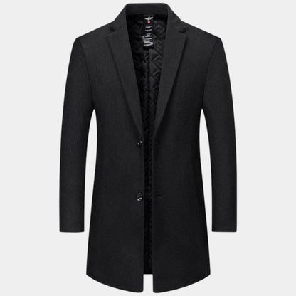 Elvean | Men’s Wool Long Coat With Button Fastening