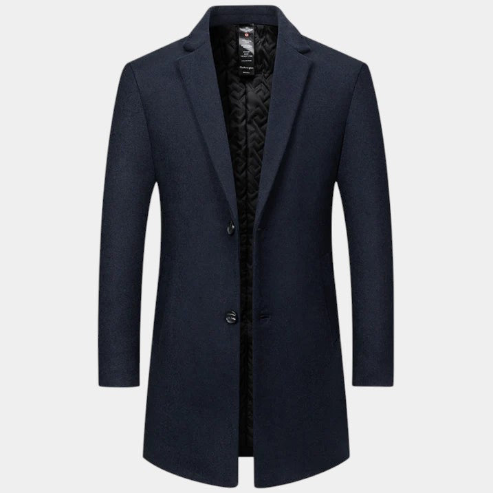 Elvean | Men’s Wool Long Coat With Button Fastening