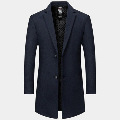 Elvean | Men’s Wool Long Coat With Button Fastening