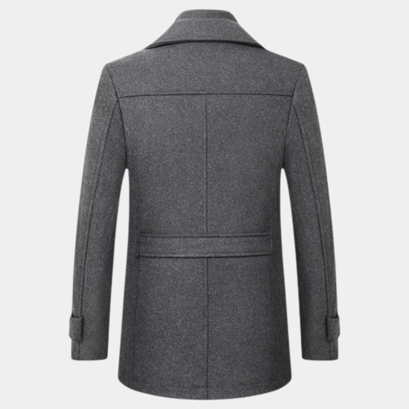 Elvean | Men’s Wool Overcoat With Zip Insert and Button Cuffs