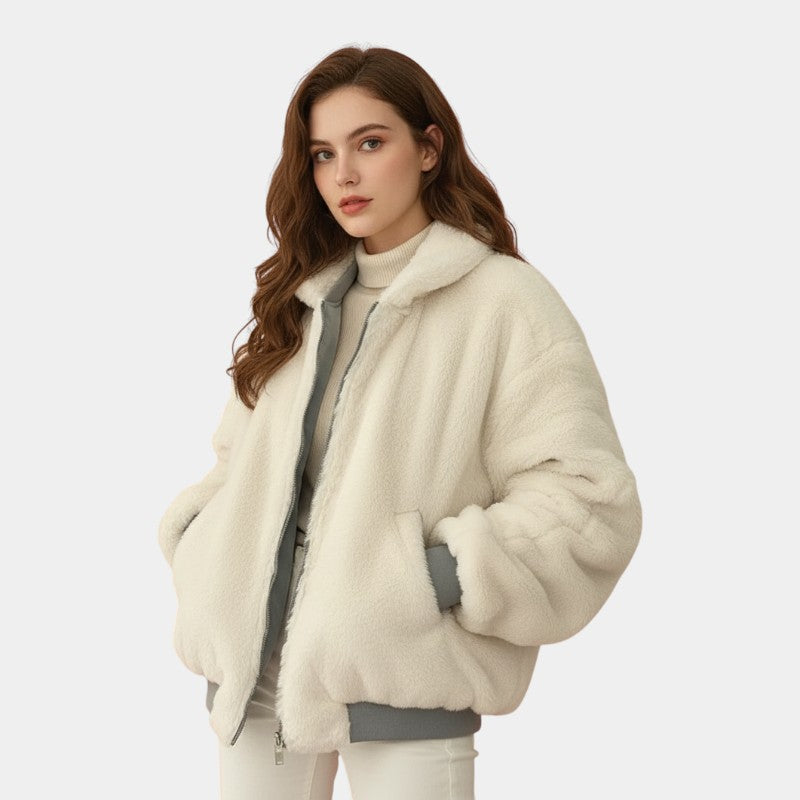 Elvean | Women’s Fleece Reversible Hooded Jacket With Long Sleeves