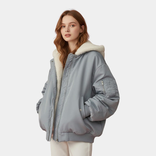 Elvean | Women’s Fleece Reversible Hooded Jacket With Long Sleeves