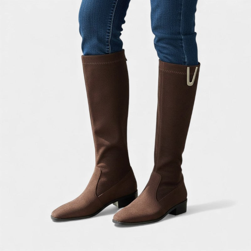 Elvean | Women’s Knee High Boots With Soft Fit and Low Heel