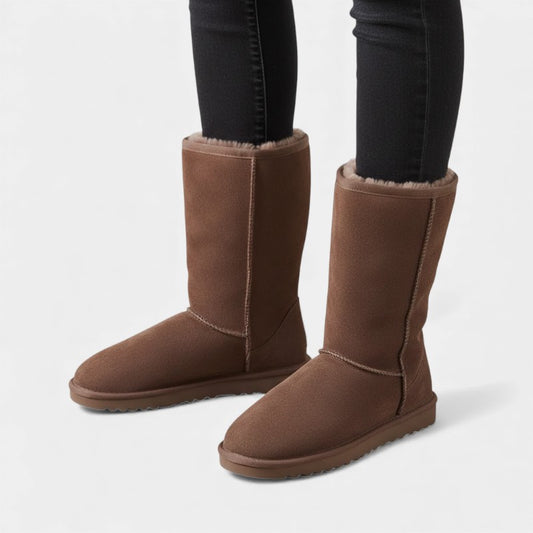 Elvean | Women’s Mid Calf Boots With Side Zip and Faux Shearling Lining