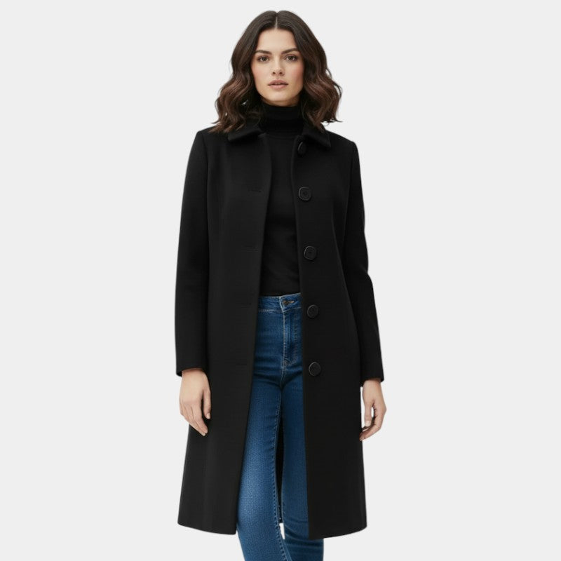 Elvean | Women’s Wool Blend Trench Coat With Button Front