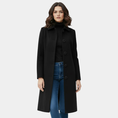 Elvean | Women’s Wool Blend Trench Coat With Button Front