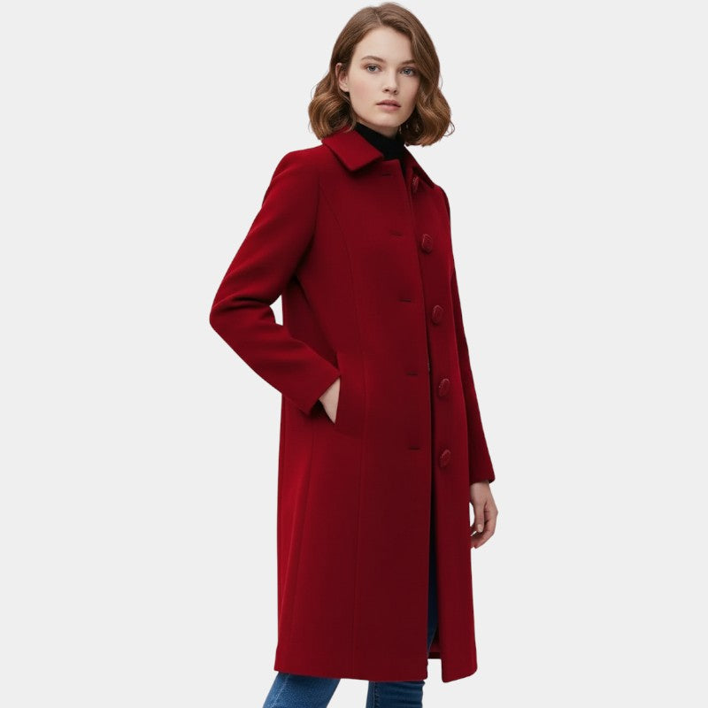 Elvean | Women’s Wool Blend Trench Coat With Button Front