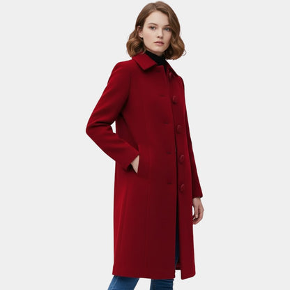 Elvean | Women’s Wool Blend Trench Coat With Button Front