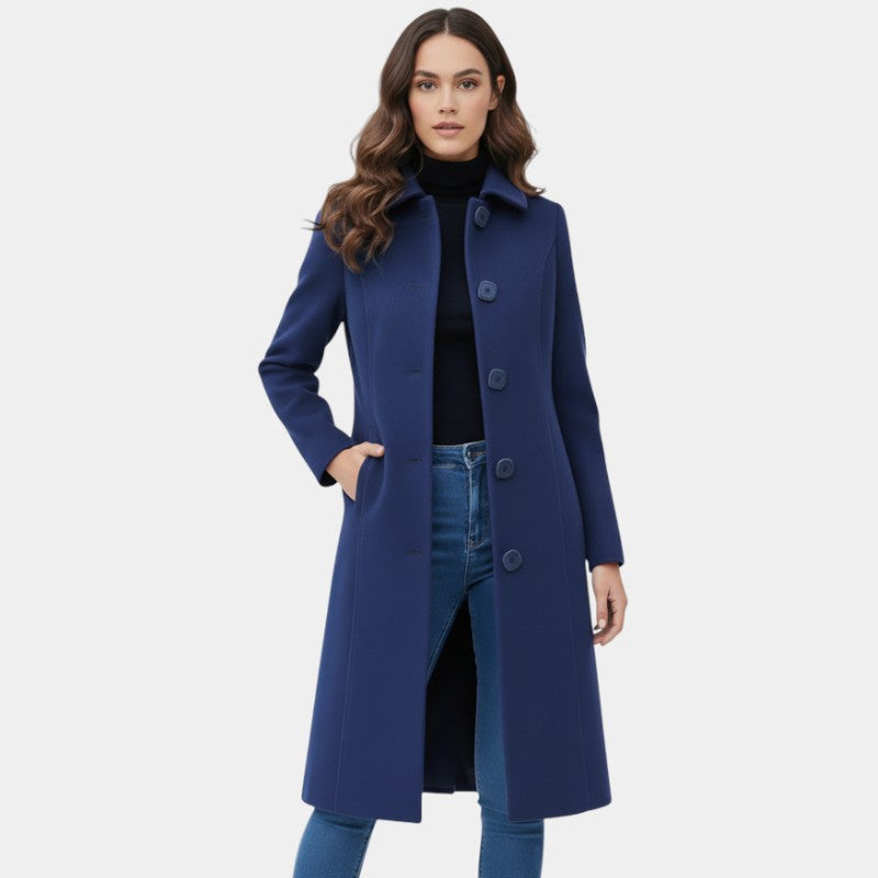 Elvean | Women’s Wool Blend Trench Coat With Button Front
