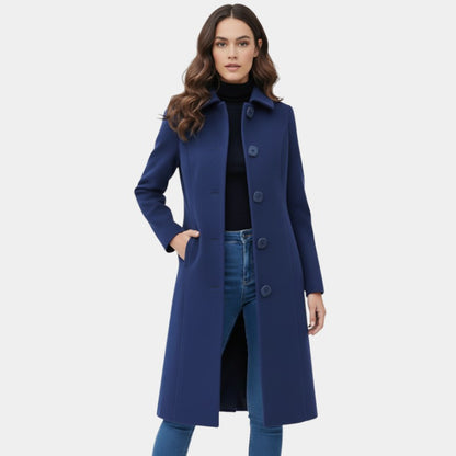 Elvean | Women’s Wool Blend Trench Coat With Button Front