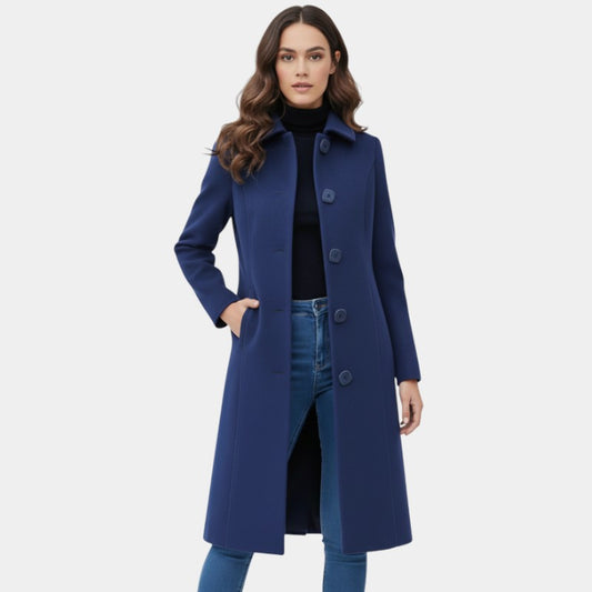 Elvean | Women’s Wool Blend Trench Coat With Button Front