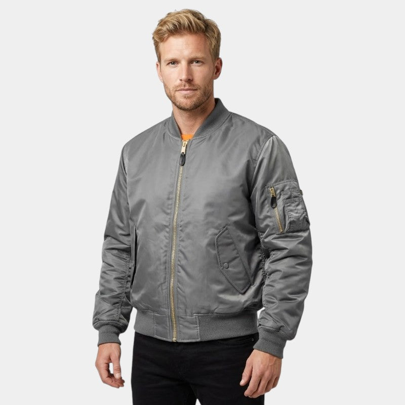 Men’s Bomber Jacket With Ribbed Cuffs and Zip Pockets