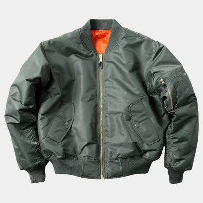 Men’s Bomber Jacket With Ribbed Cuffs and Zip Pockets