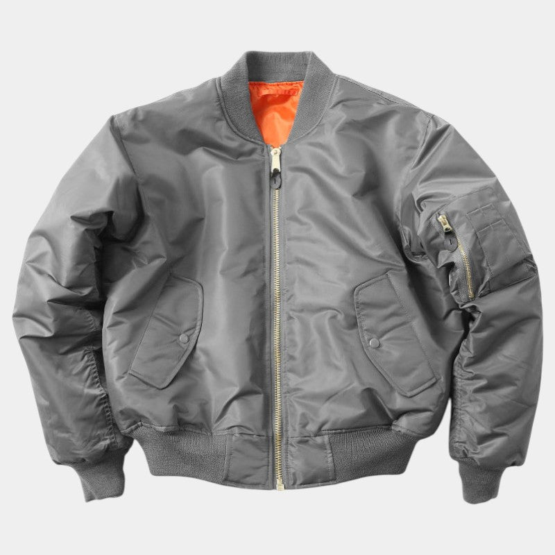 Men’s Bomber Jacket With Ribbed Cuffs and Zip Pockets