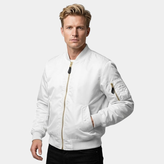 Men’s Bomber Jacket With Ribbed Cuffs and Zip Pockets