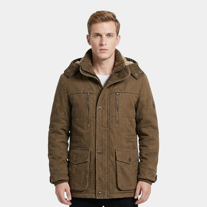 Men’s Canvas Jacket With Hood and Zip Front