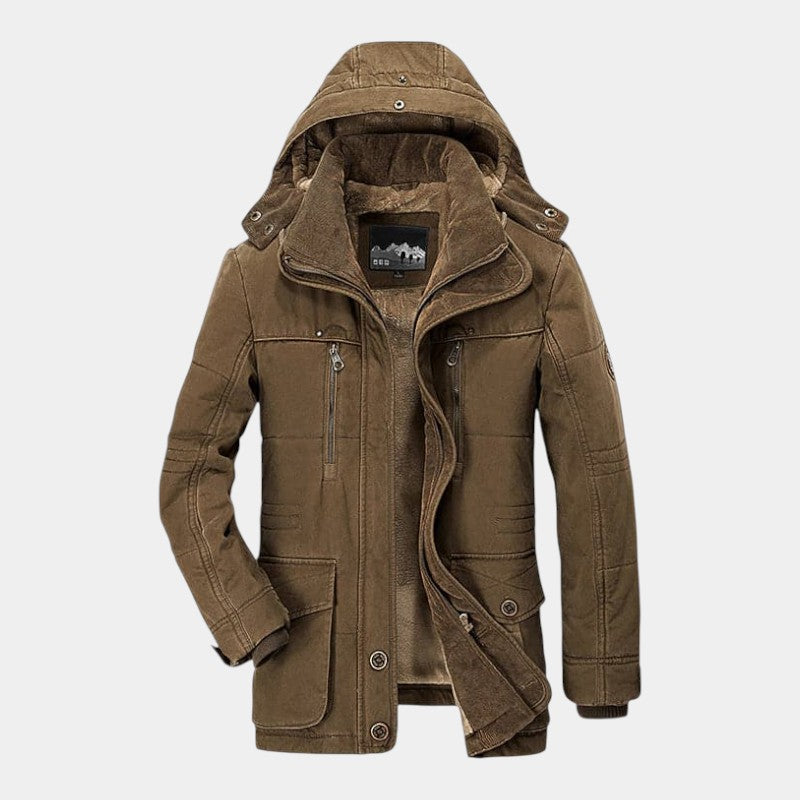 Men’s Canvas Jacket With Hood and Zip Front
