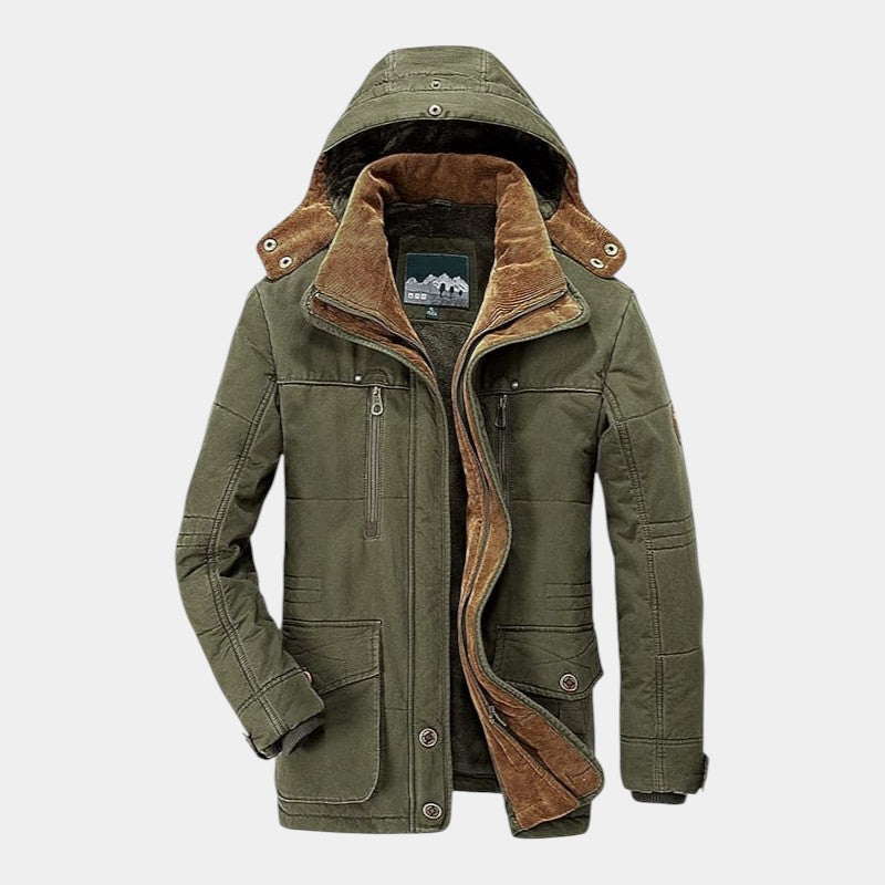 Men’s Canvas Jacket With Hood and Zip Front