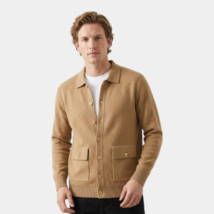 Men’s Cardigan With Dense Knit and Button Fastening