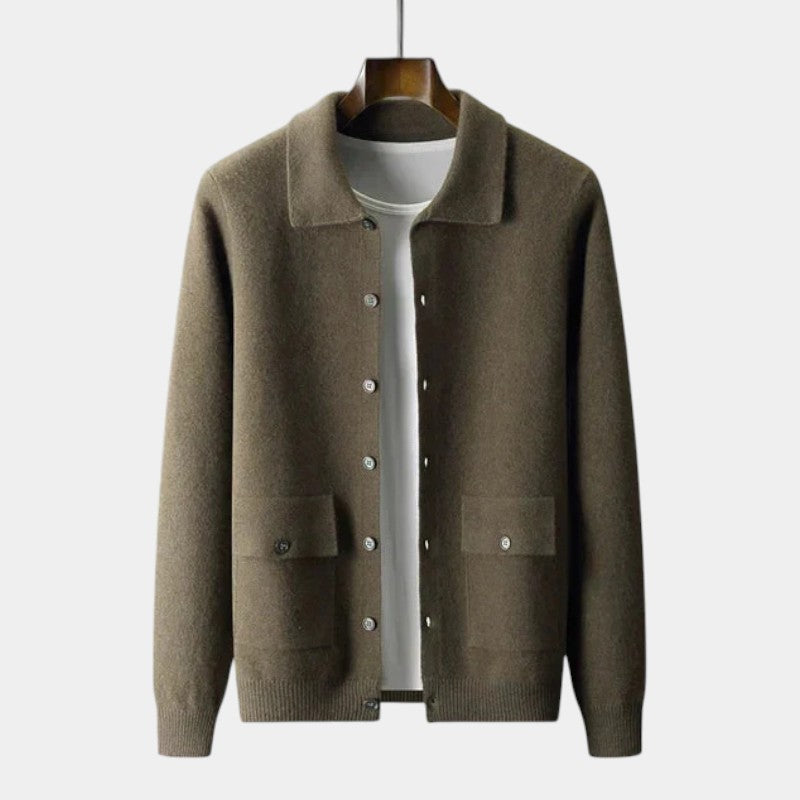 Men’s Cardigan With Dense Knit and Button Fastening